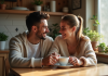 Couple heureux partageant un café matinal dans la cuisine