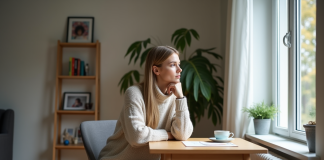 Domicile conjugal : Faut-il partir ? Conseils d’expert en droit de la famille Femme pensant dans son appartement moderne