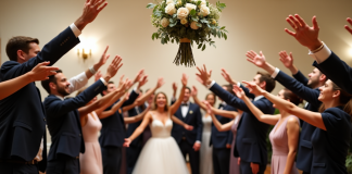 Adultes en robe et costume lors d'un mariage