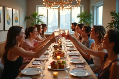 Groupe de personnes souriantes lors d une fête conviviale