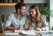 Montant idéal pour financer un mariage : nos recommandations financières ! Jeune couple souriant préparant leur mariage à la maison