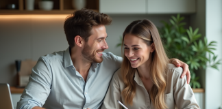 Montant idéal pour financer un mariage : nos recommandations financières ! Jeune couple souriant préparant leur mariage à la maison