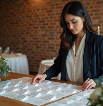 Lister les noms sur un plan de table : astuces et conseils pratiques Femme arrangeant plan de table de mariage élégamment