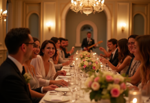 Réception de mariage élégante avec dîner et groupe jazz