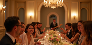 Réception de mariage élégante avec dîner et groupe jazz