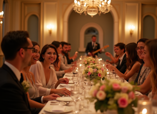 Réception de mariage élégante avec dîner et groupe jazz
