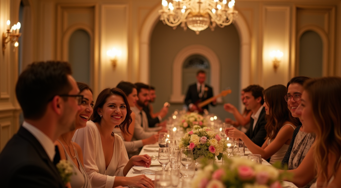Réception de mariage élégante avec dîner et groupe jazz
